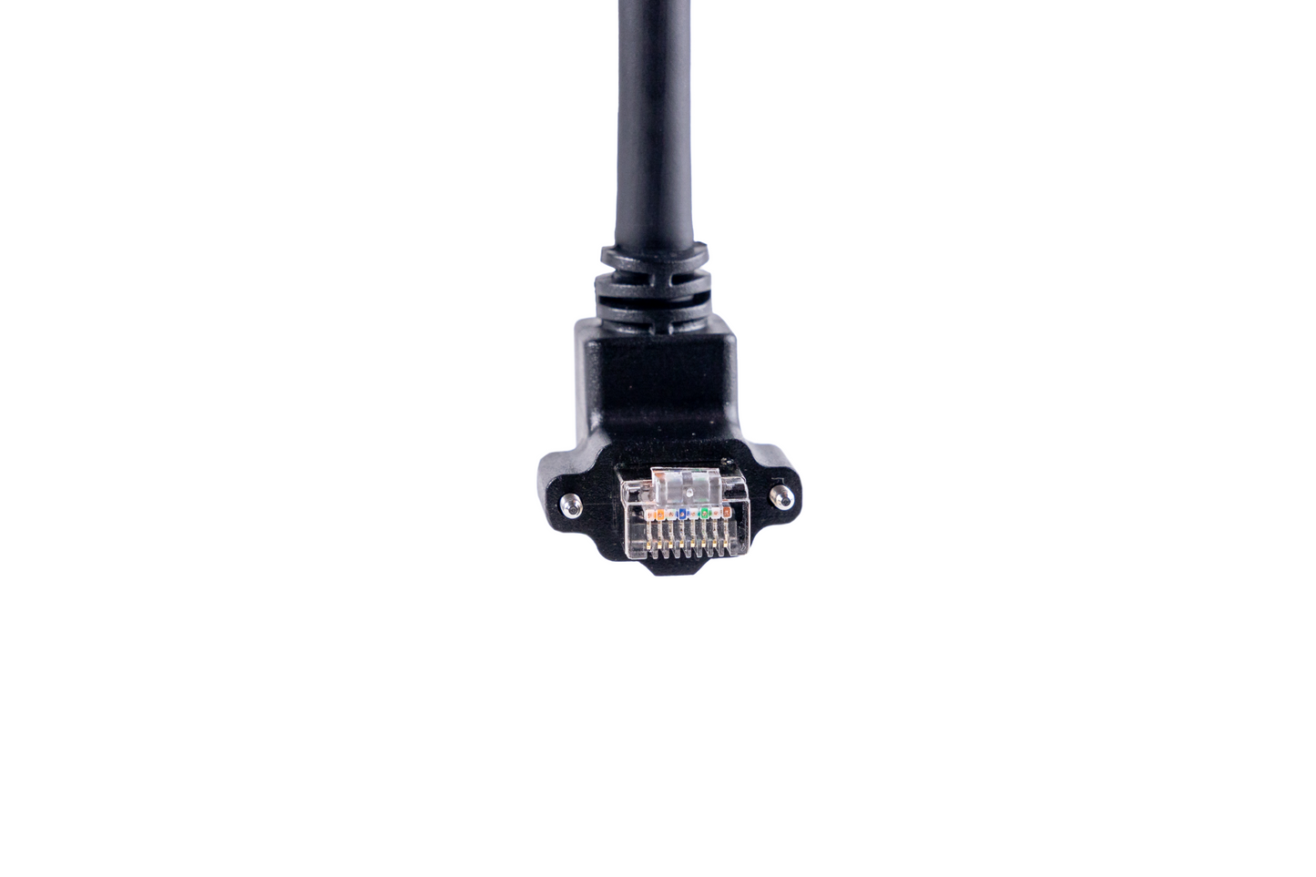 Cat.7/RJ45 to RJ45上轉角帶鎖