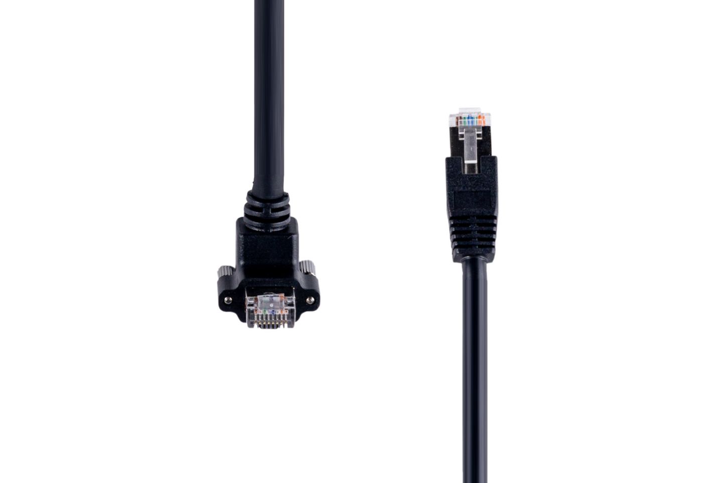 Cat.7/RJ45 to RJ45上轉角帶鎖