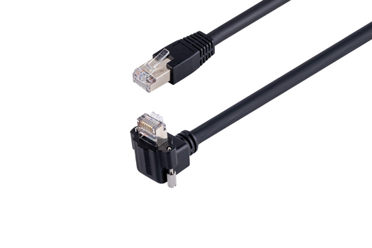 Cat.7/RJ45 to RJ45上轉角帶鎖